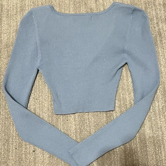 Love Tree Light Blue Ribbed Knit Top - Picture 2 of 3